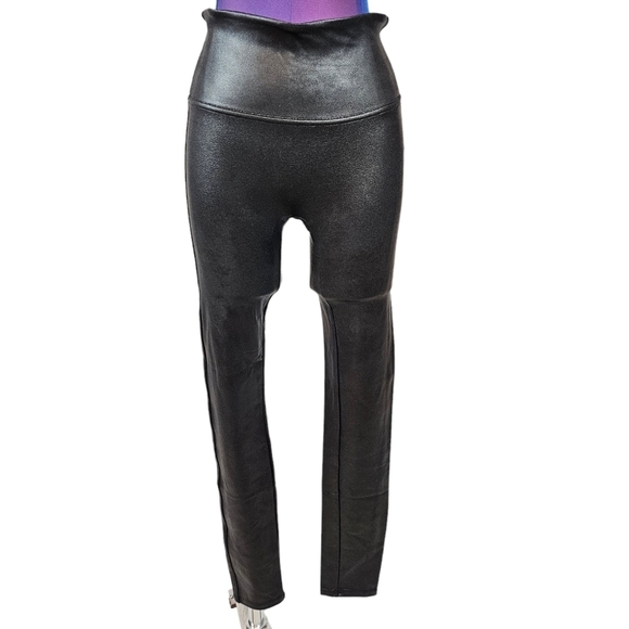 Spanx Black High Waisted Faux Leather Leggings Size Medium Women's N11 - Picture 2 of 9